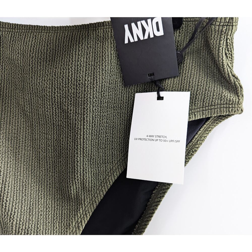 DKNY Swim Textured Bikini Bottoms High Waist Green XL - Picture 5 of 12
